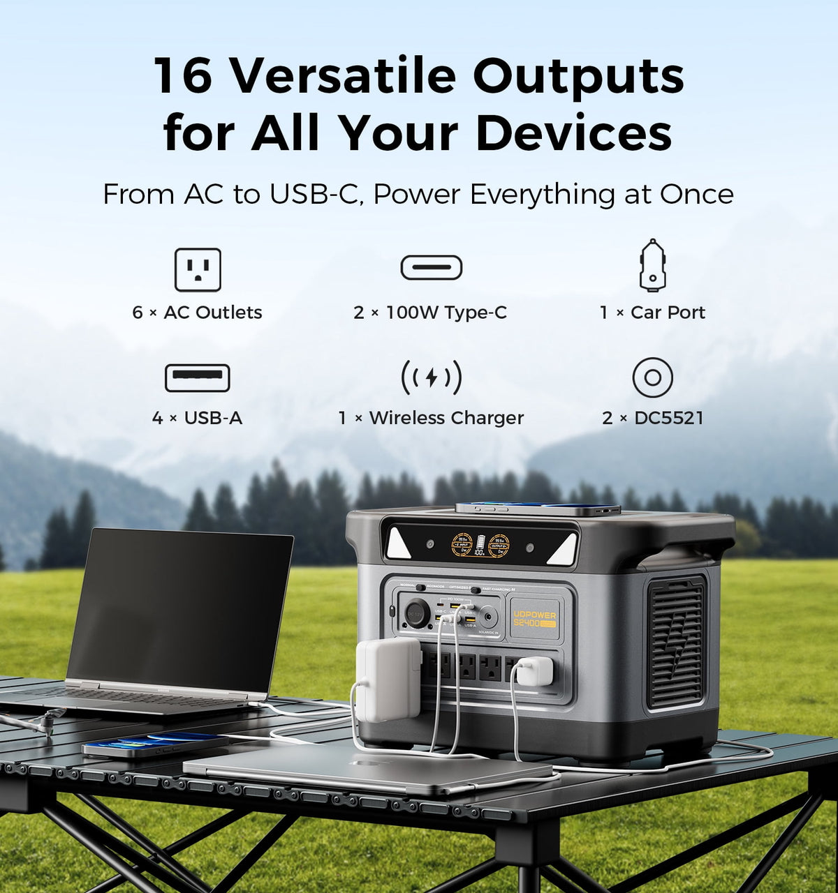 UDPOWER S2400 Generatore Solare Portatile 2400W 2083Wh