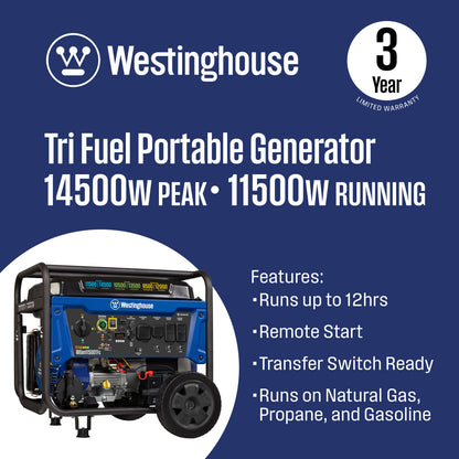Westinghouse WGen11500TFc 11500W Tri-Fuel Portable Generator
