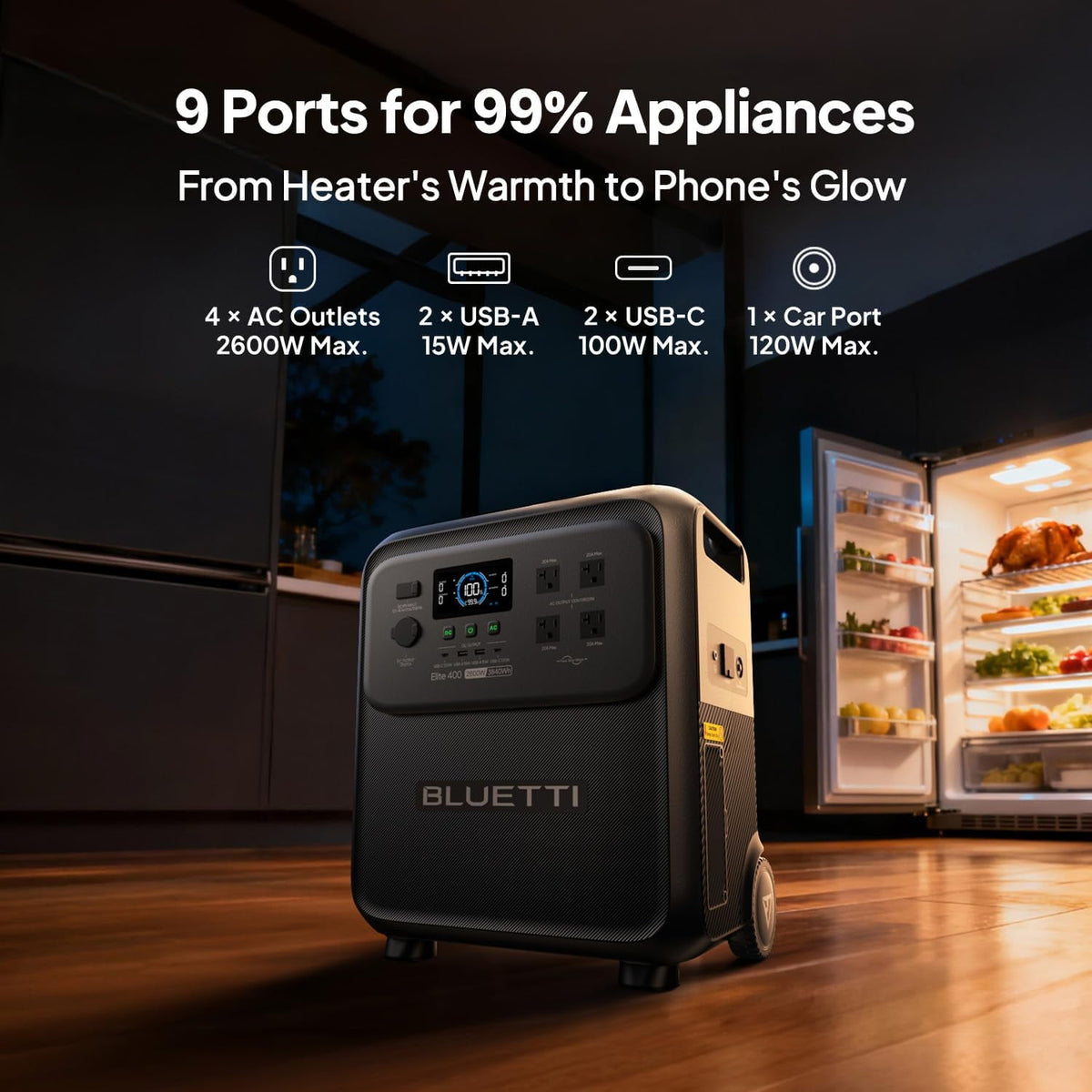 BLUETTI Elite 400 Generatore Solare Portatile 2600W 3840Wh